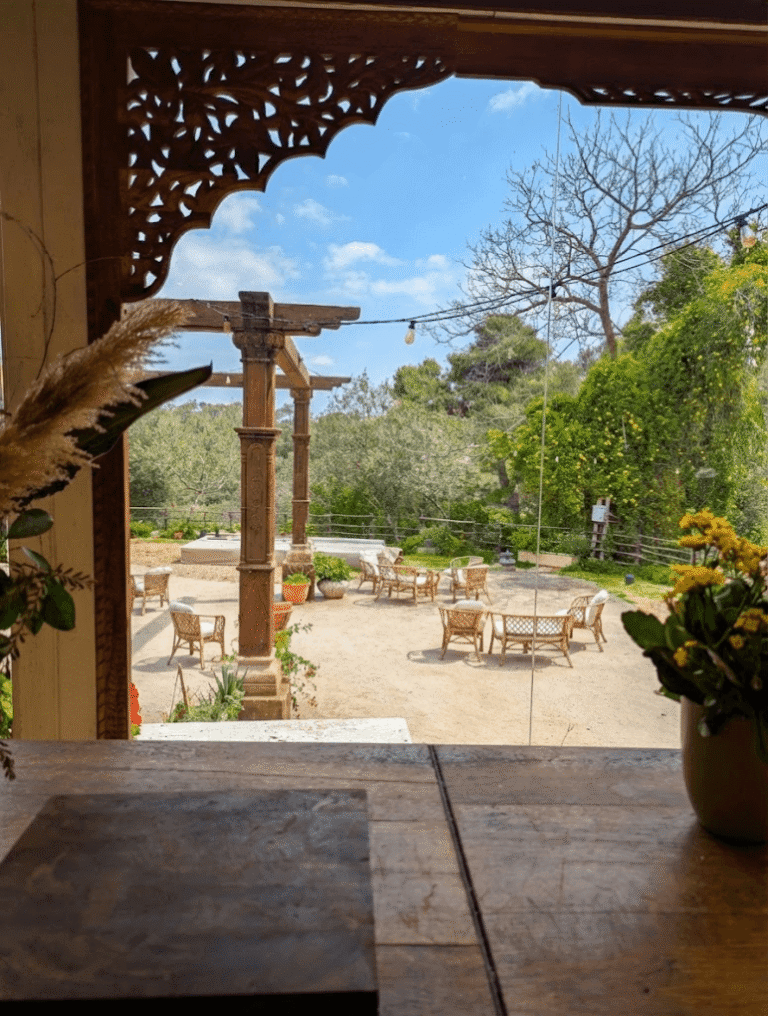 נוף לחצר מהחלון ריטריט